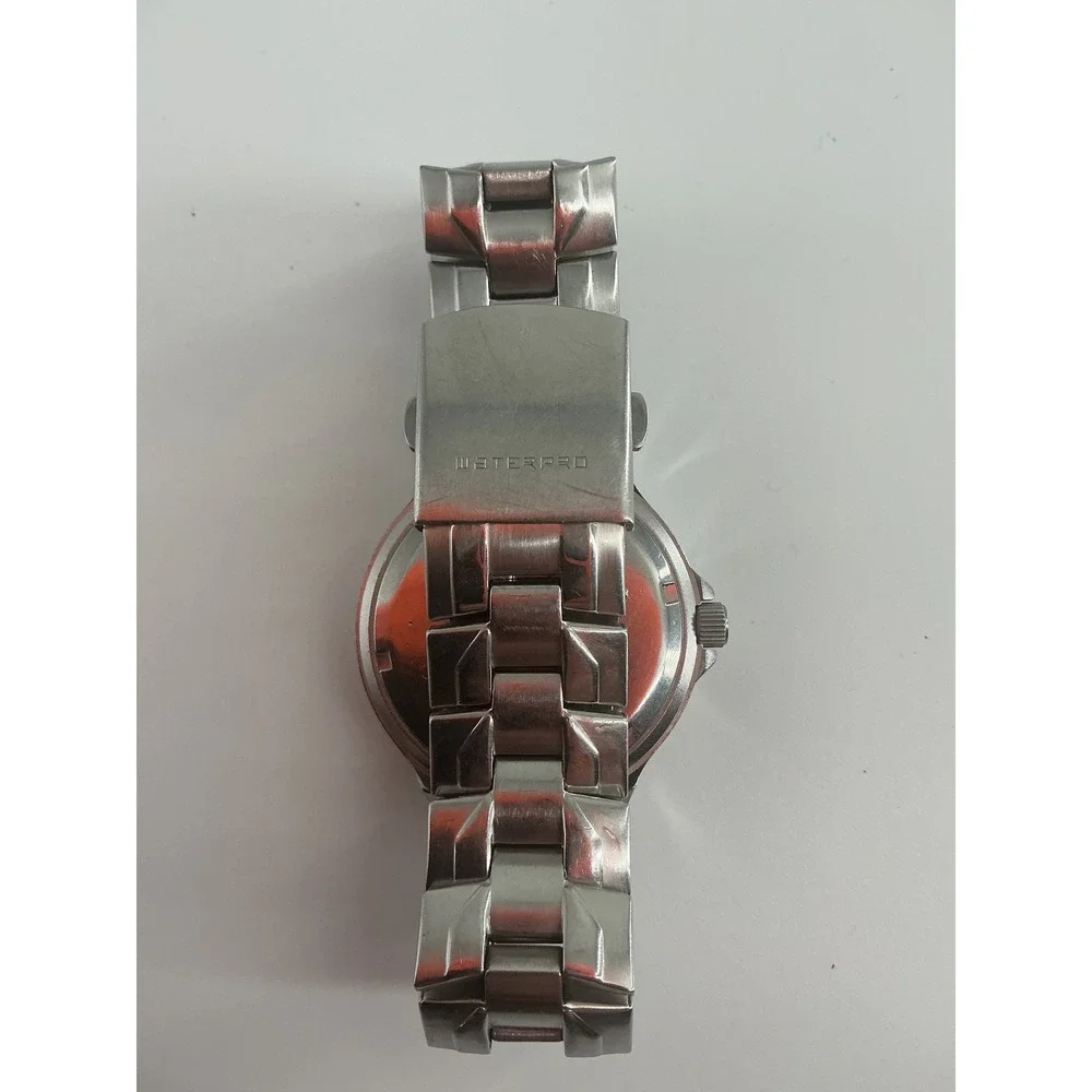 Guess Waterpro Mens Watch Black Dial Silver Stainless Steel 100M Water Resistant